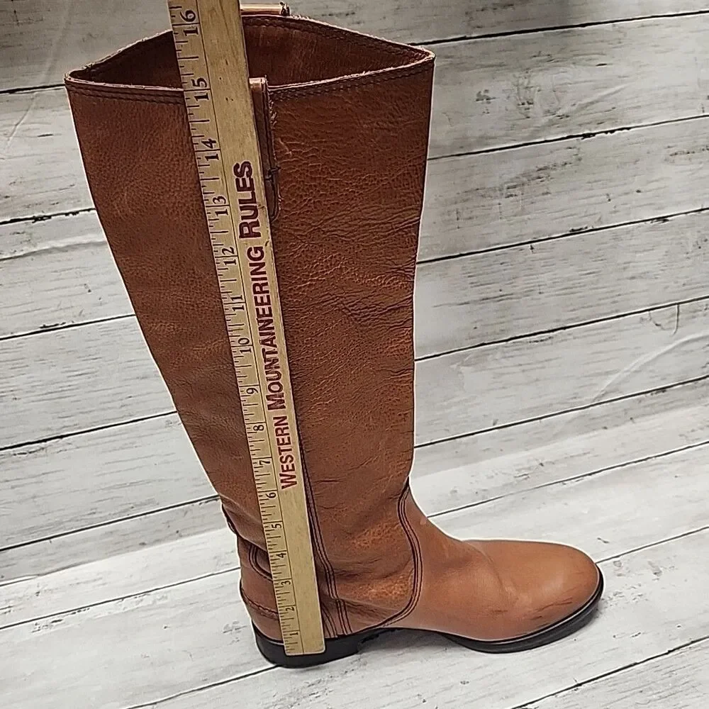 1937 Footwear Italy Tan Leather Knee High Riding  Boots Womens Size 8
